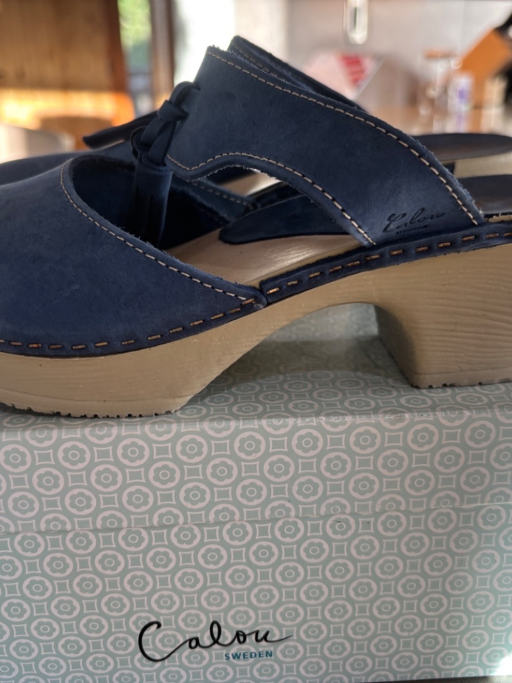 Calou’Penny’ Blue Tassel Clogs size 38 - NIB - Picture 4 of 13